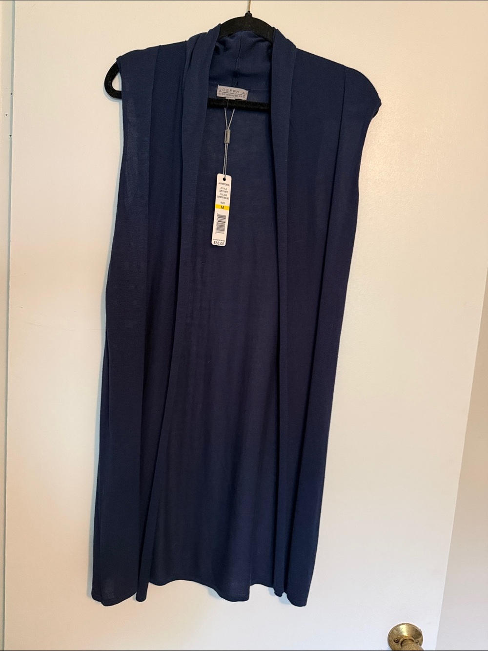 Joseph A Navy Sleeveless Draped Long cardigan